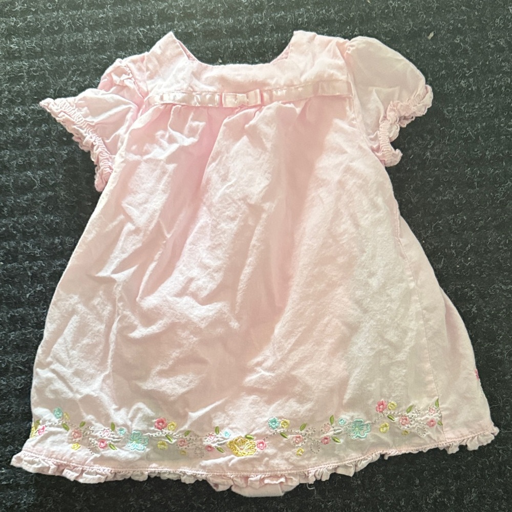 Pink Baby Dress with Floral Embroidery